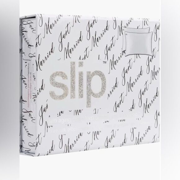 Slip Wedding “Just Married” 100% Silk Queen Pillowcase Set of 2 Bridal Gift - Picture 2 of 7